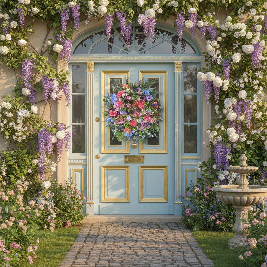 Blossoming Garden Elegance Wreath - Handcrafted by Steve's Wreath Decs