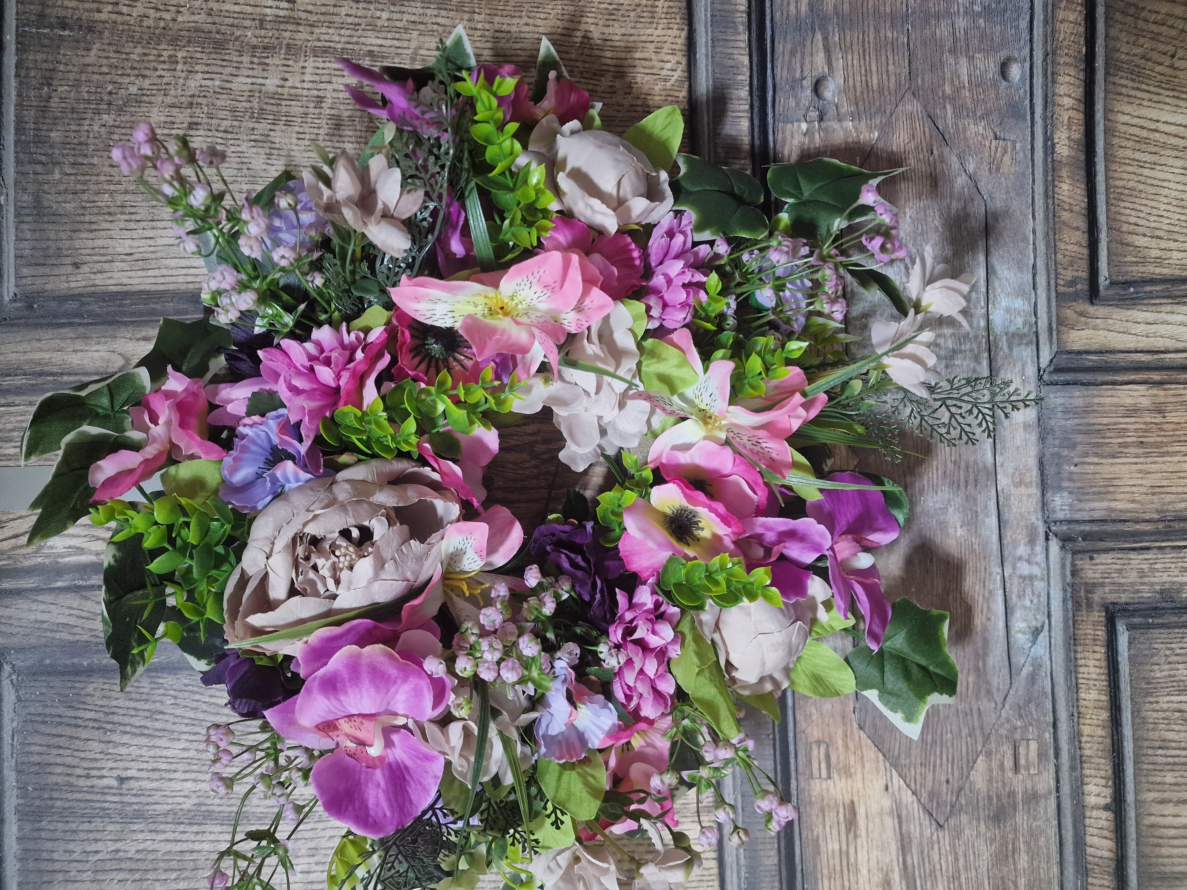Peony and Orchid Wreath - Handcrafted by Steve's Wreath Decs