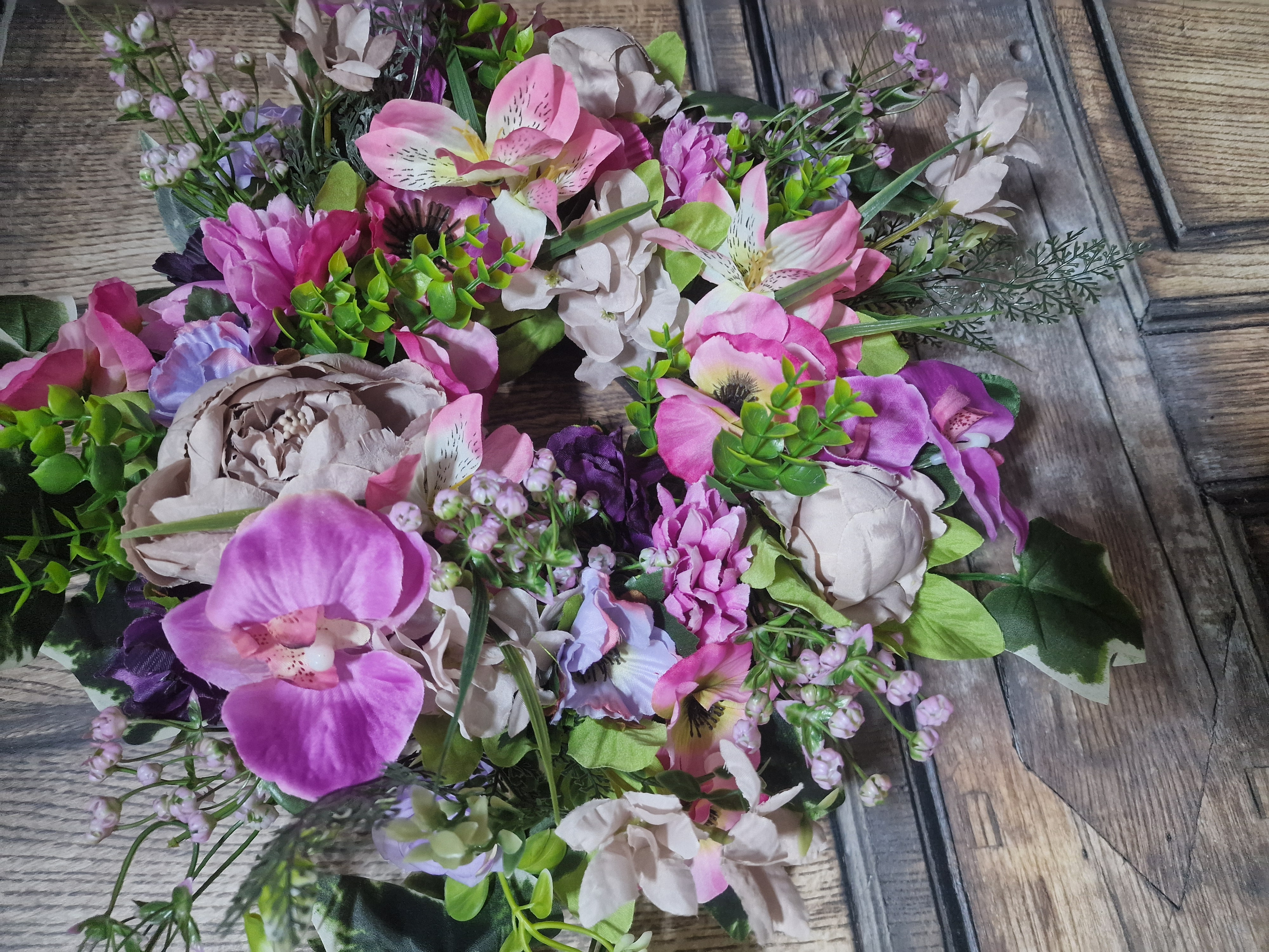 Peony and Orchid Wreath - Handcrafted by Steve's Wreath Decs