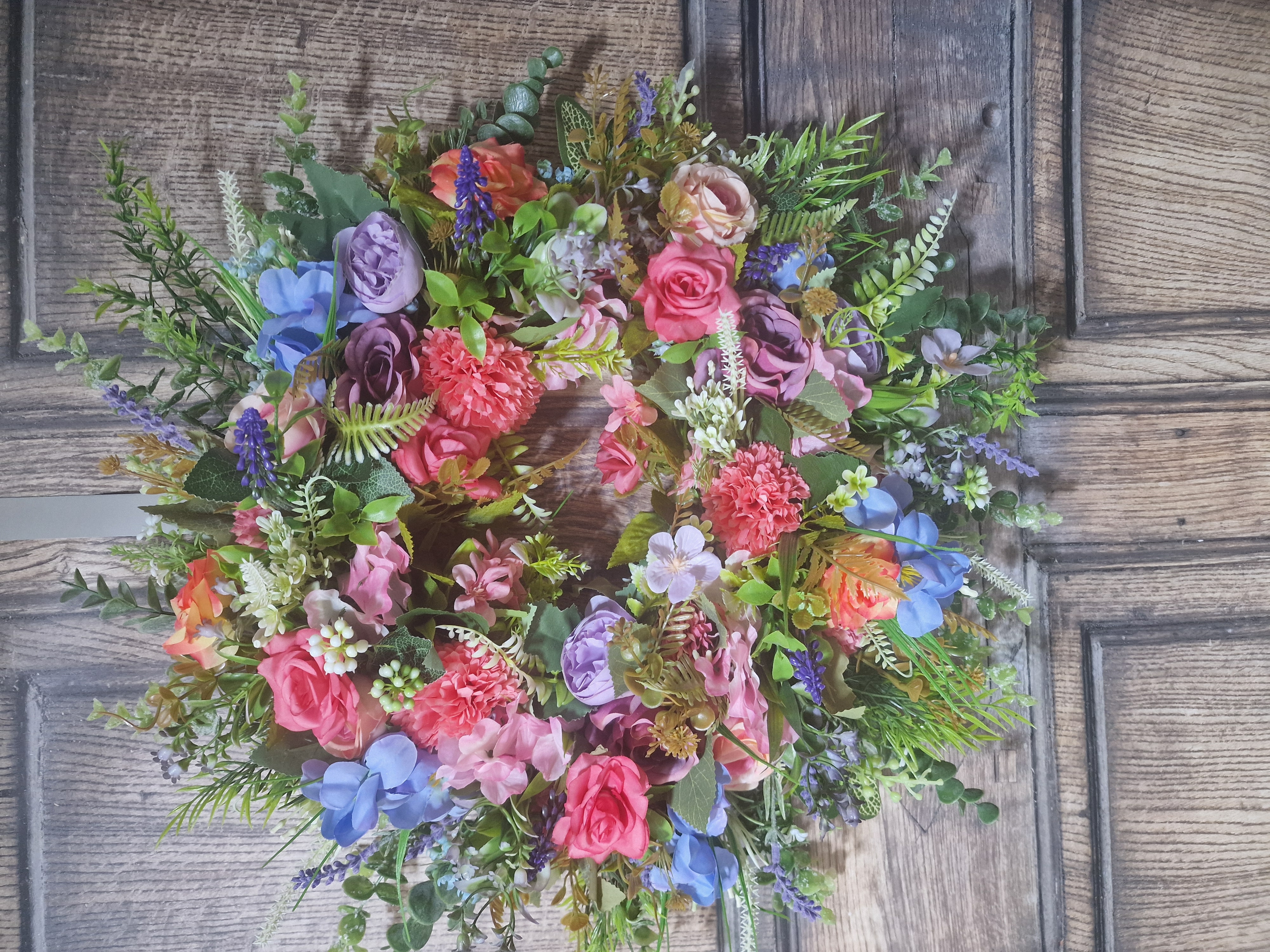 Blossoming Garden Elegance Wreath - Handcrafted by Steve's Wreath Decs
