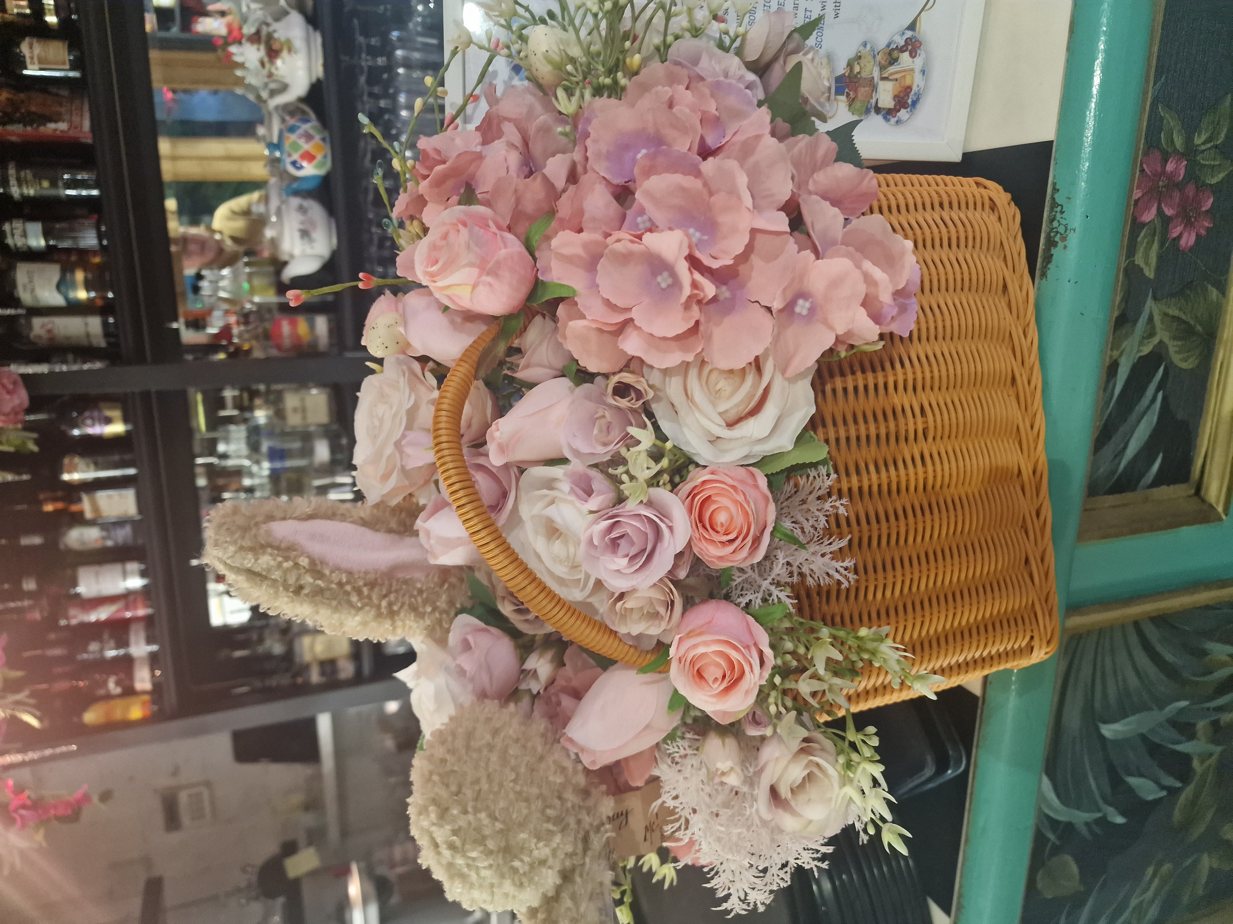 Bunny Floral Basket - Handcrafted by Steve's Wreath Decs
