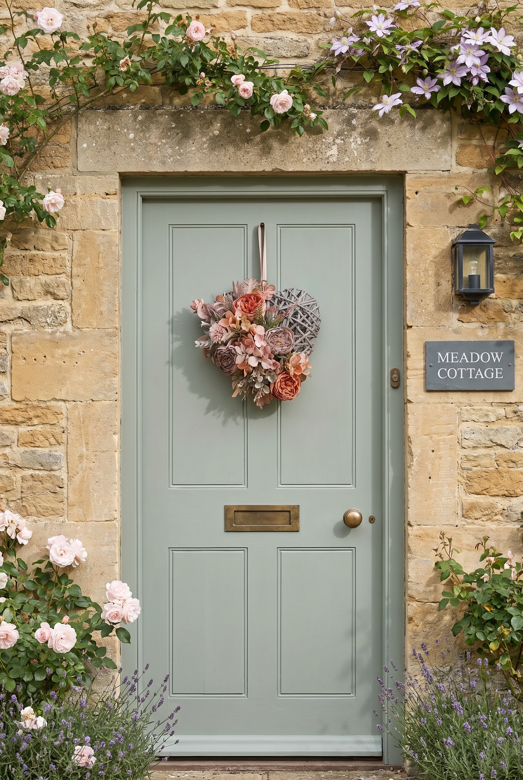 Autumn Heart Wreath on a front door