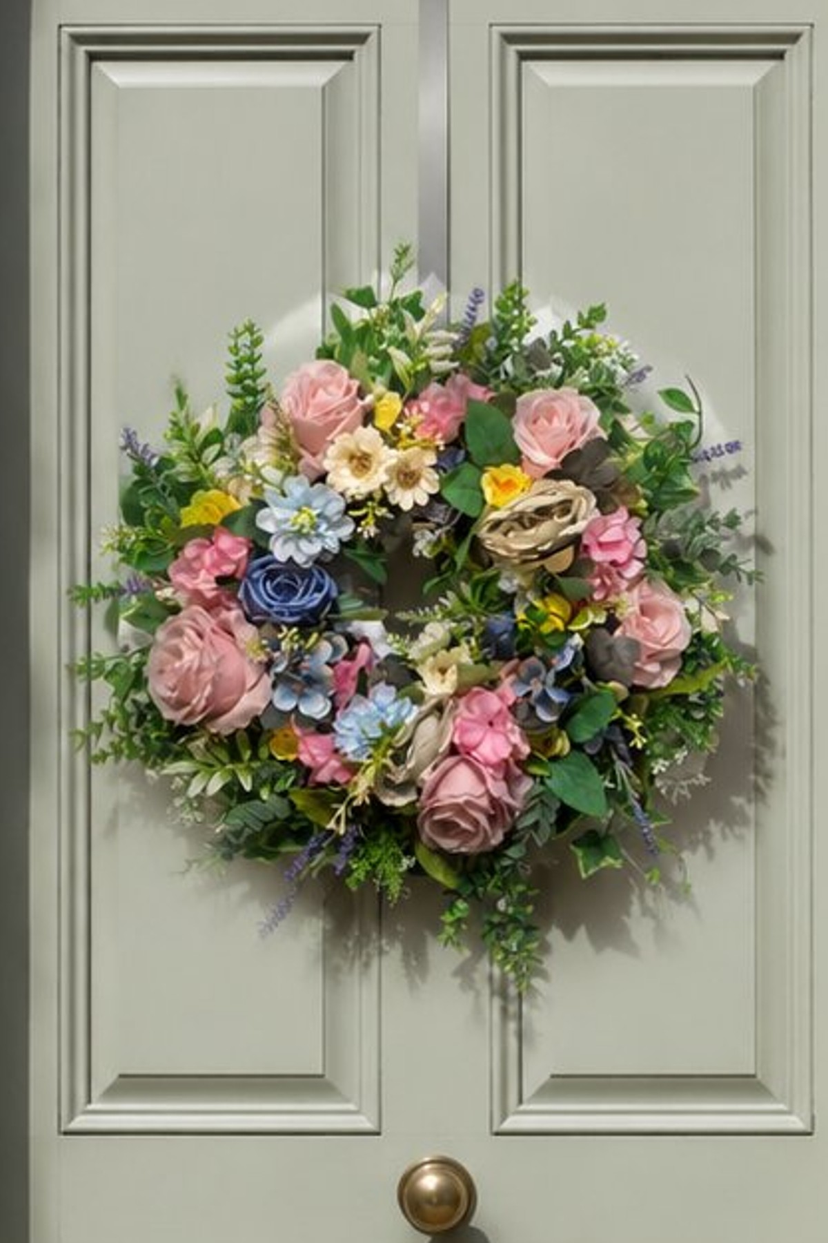 Springtime Elegance Floral Wreath close up