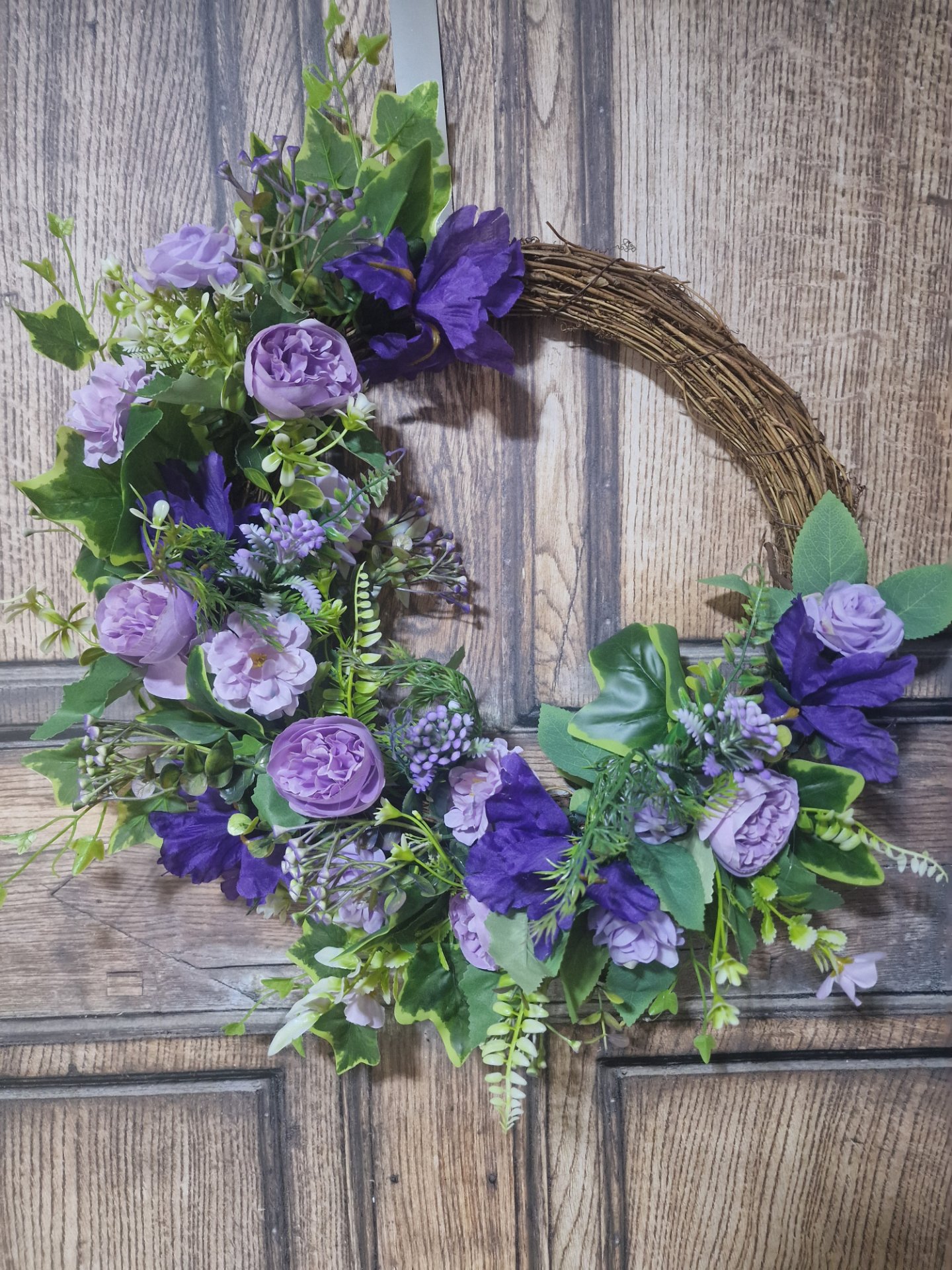 Lavender and Purple Crescent Wreath - Handcrafted by Steve's Wreath Decs
