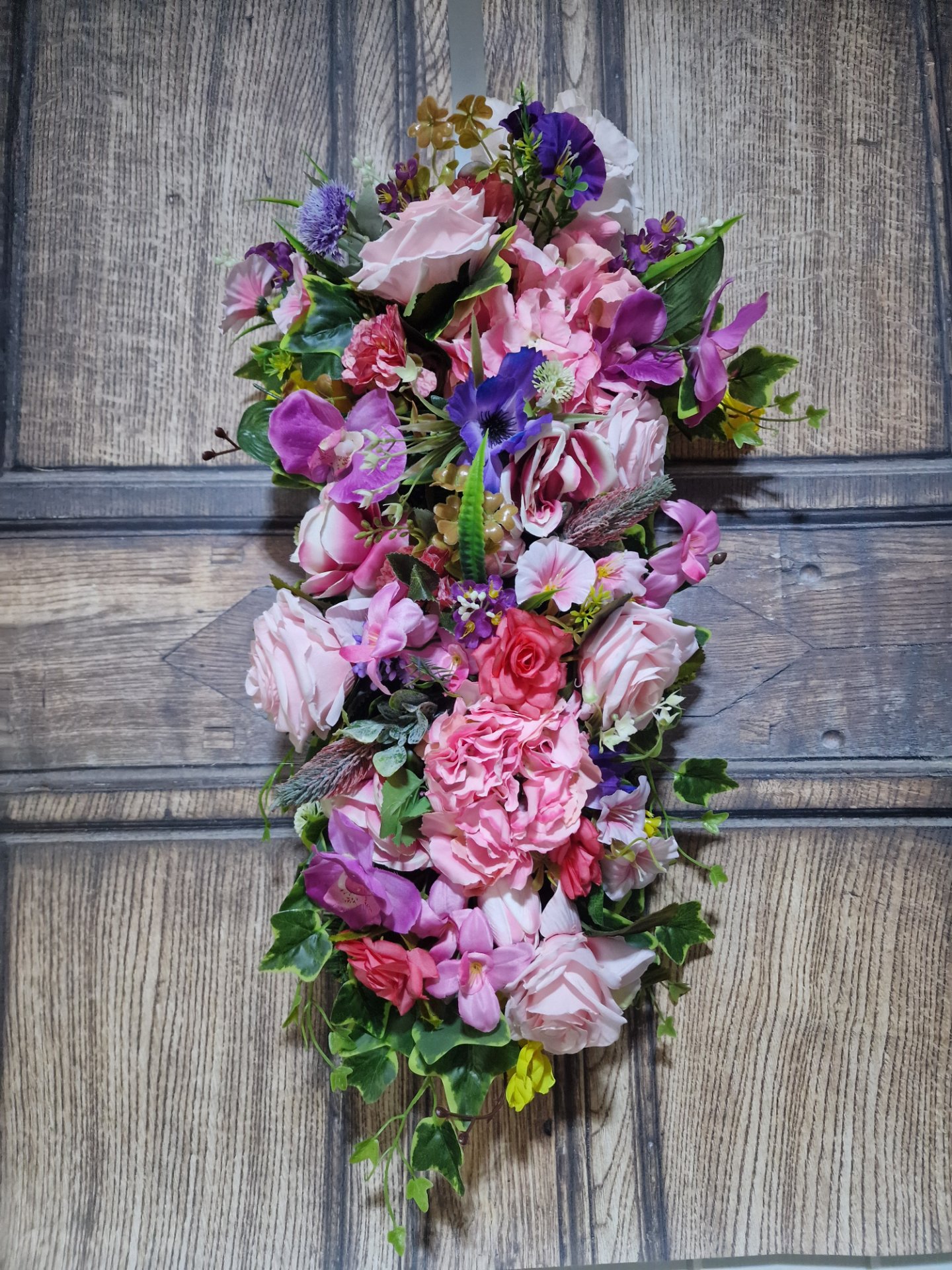 Pastel Pink Rose and Lavender Door Swag - Handcrafted by Steve's Wreath Decs