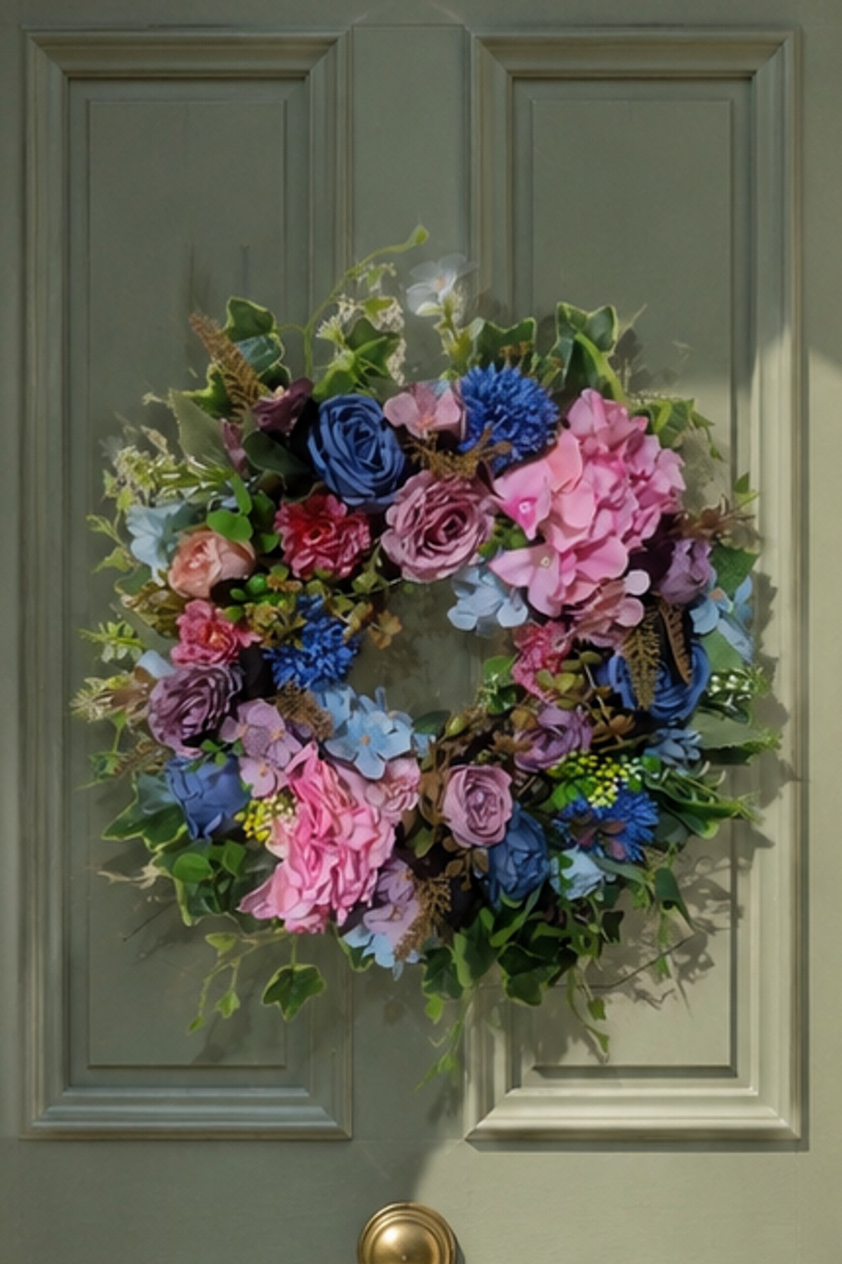 Dusty Rose and Blue Hydrangea close up