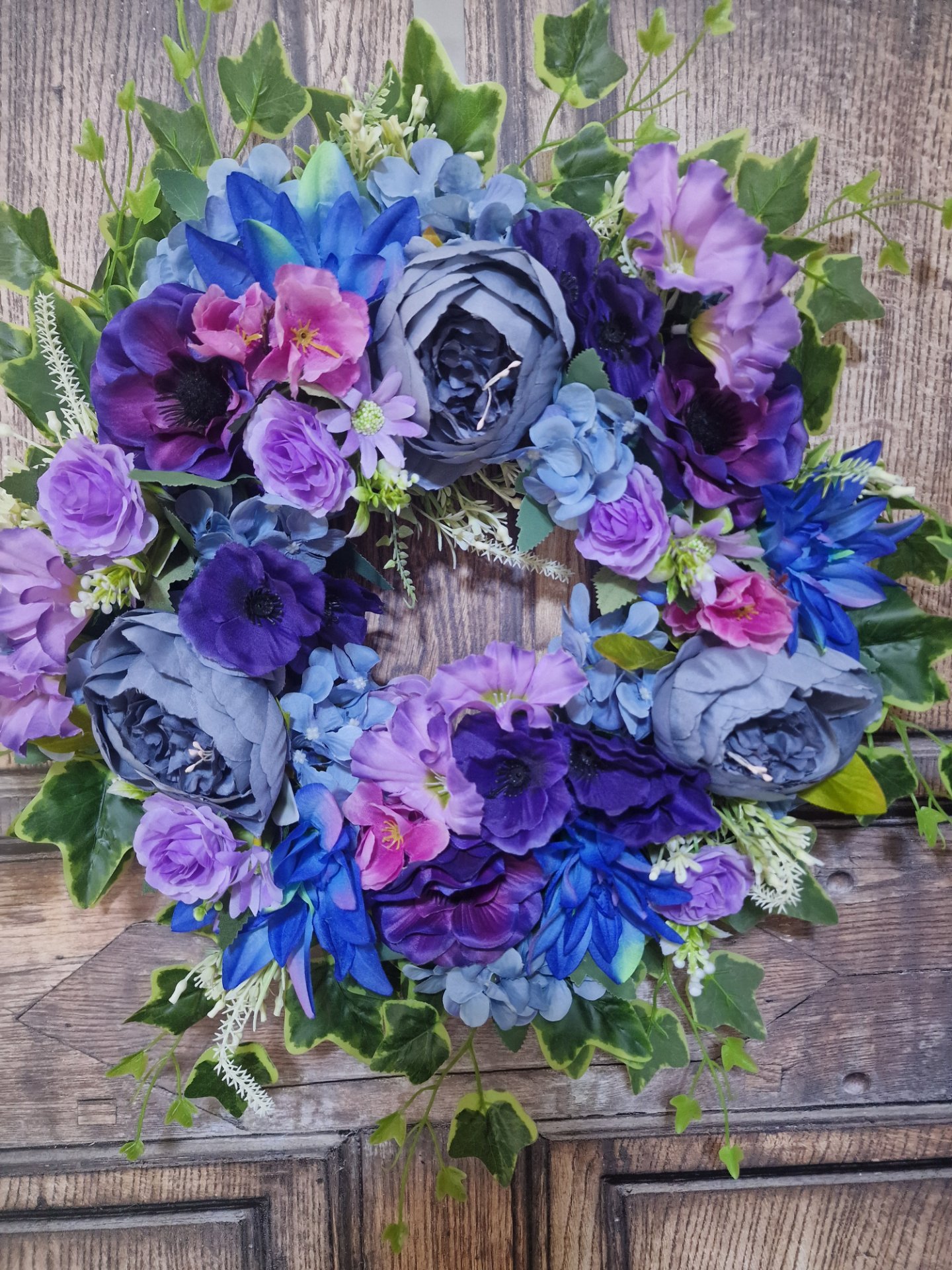 Lilac and Blue Marmite Peony Delight - Handcrafted by Steve's Wreath Decs