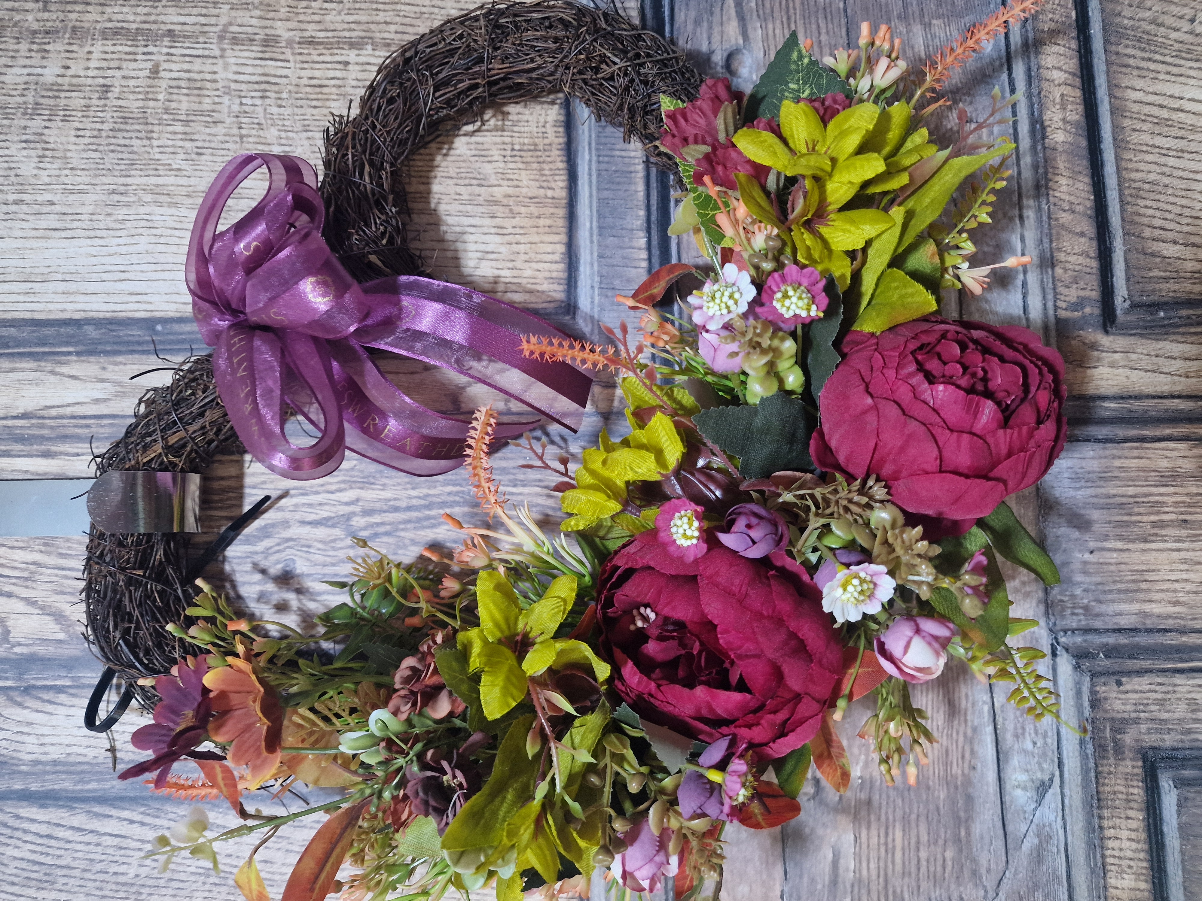 Autumnal Peony Heart - Handcrafted by Steve's Wreath Decs