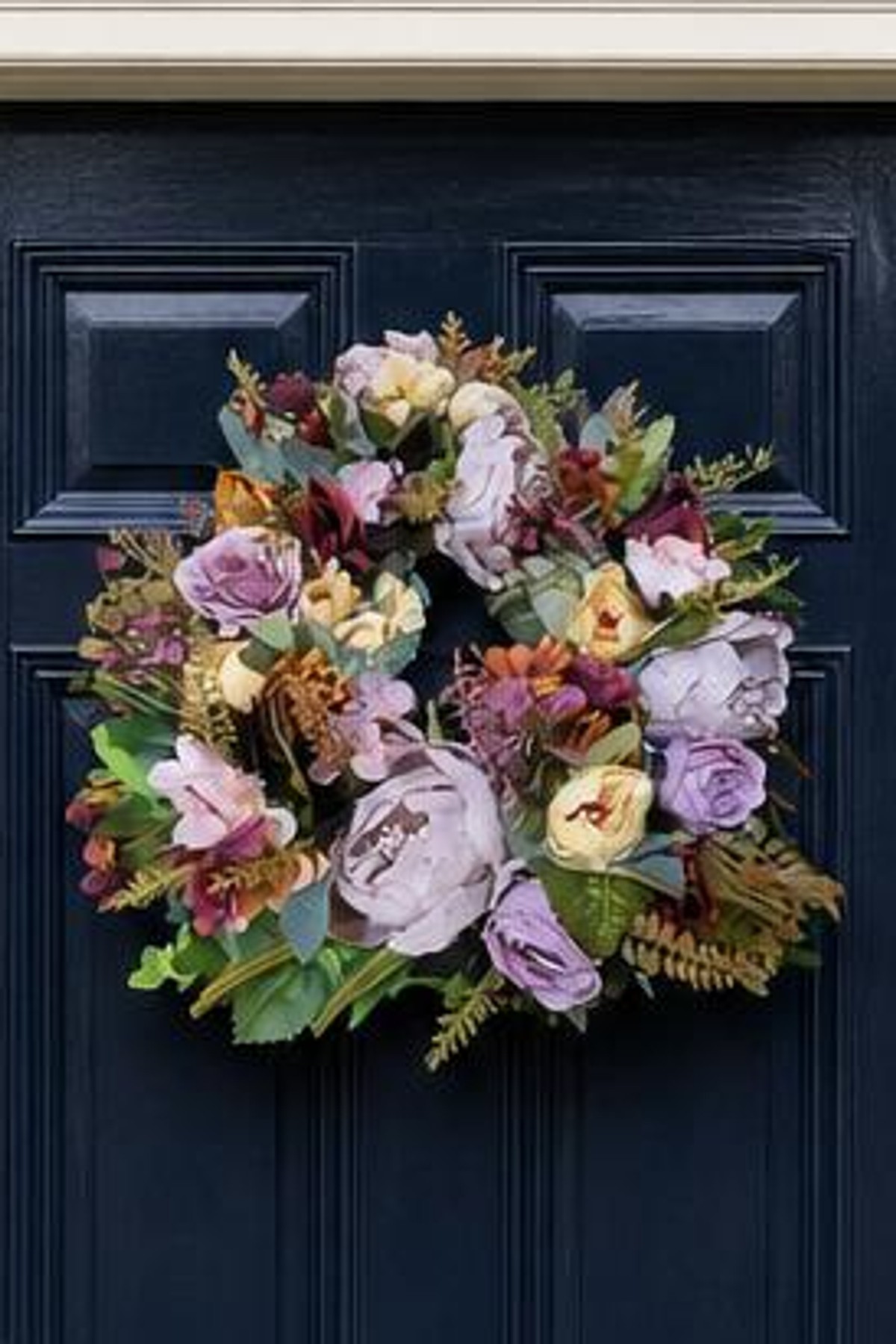 Blush and Autumnal Peony Wreath close up