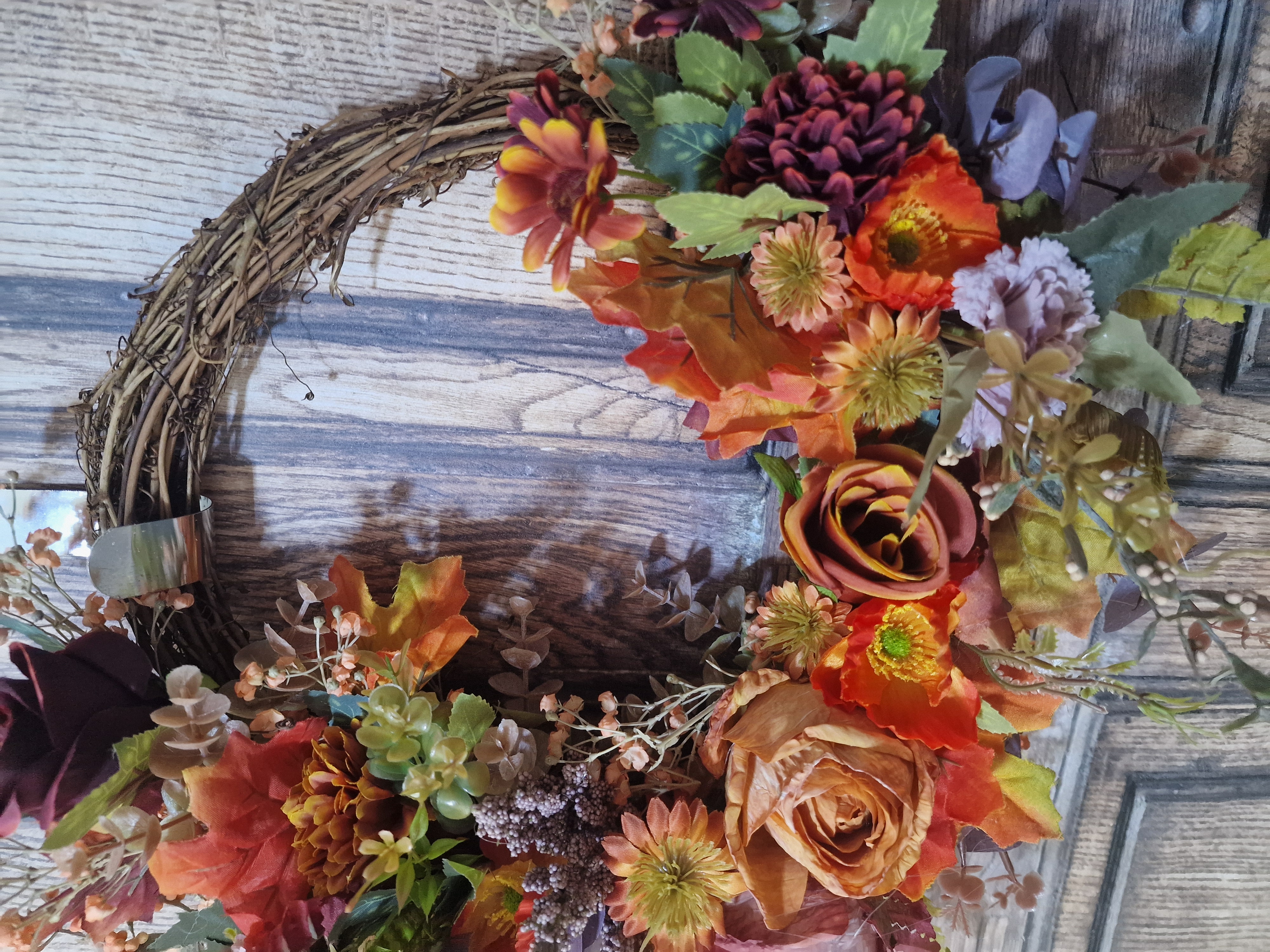 Autumn Rose Crescent - Handcrafted by Steve's Wreath Decs