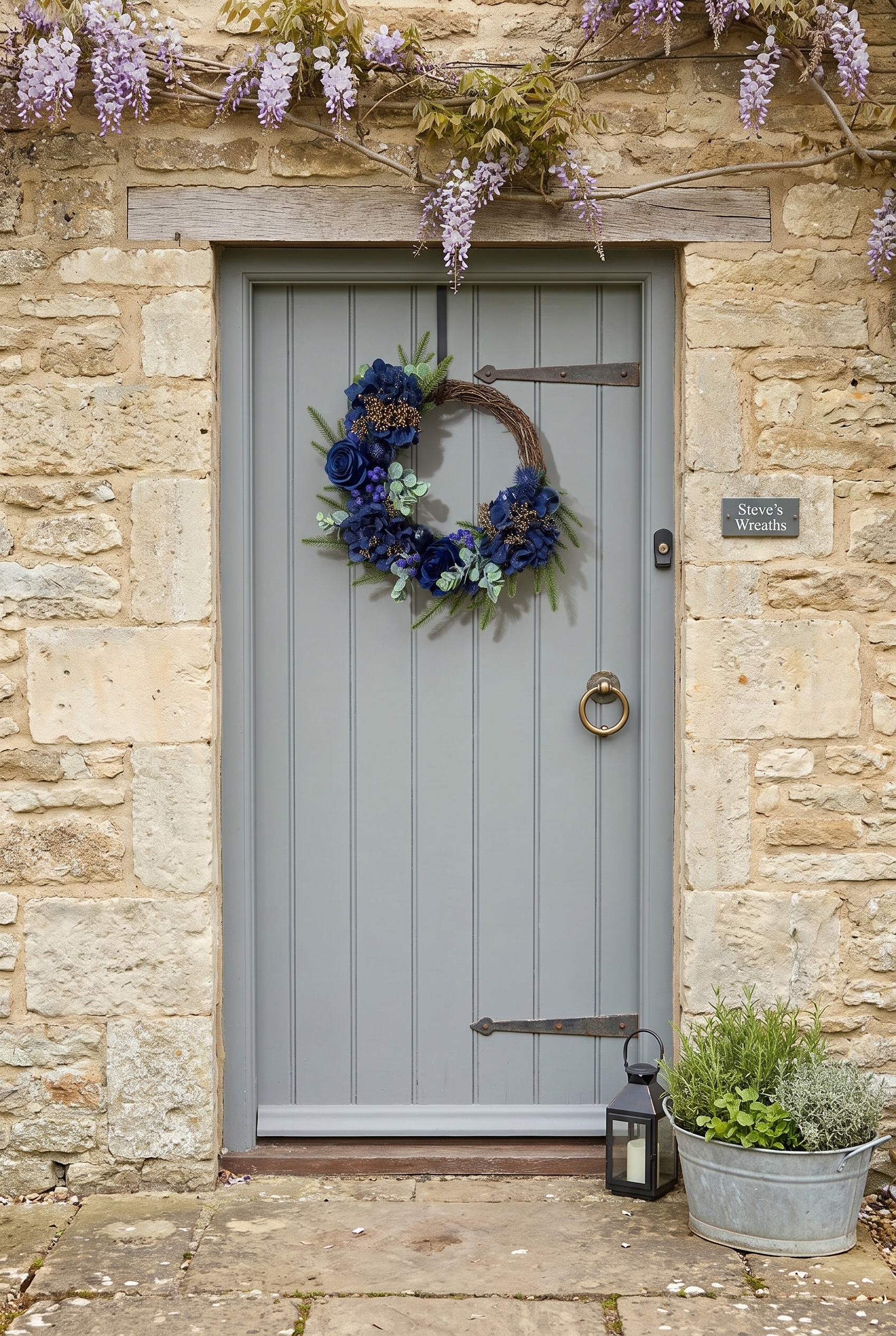 Blue Christmas on a front door