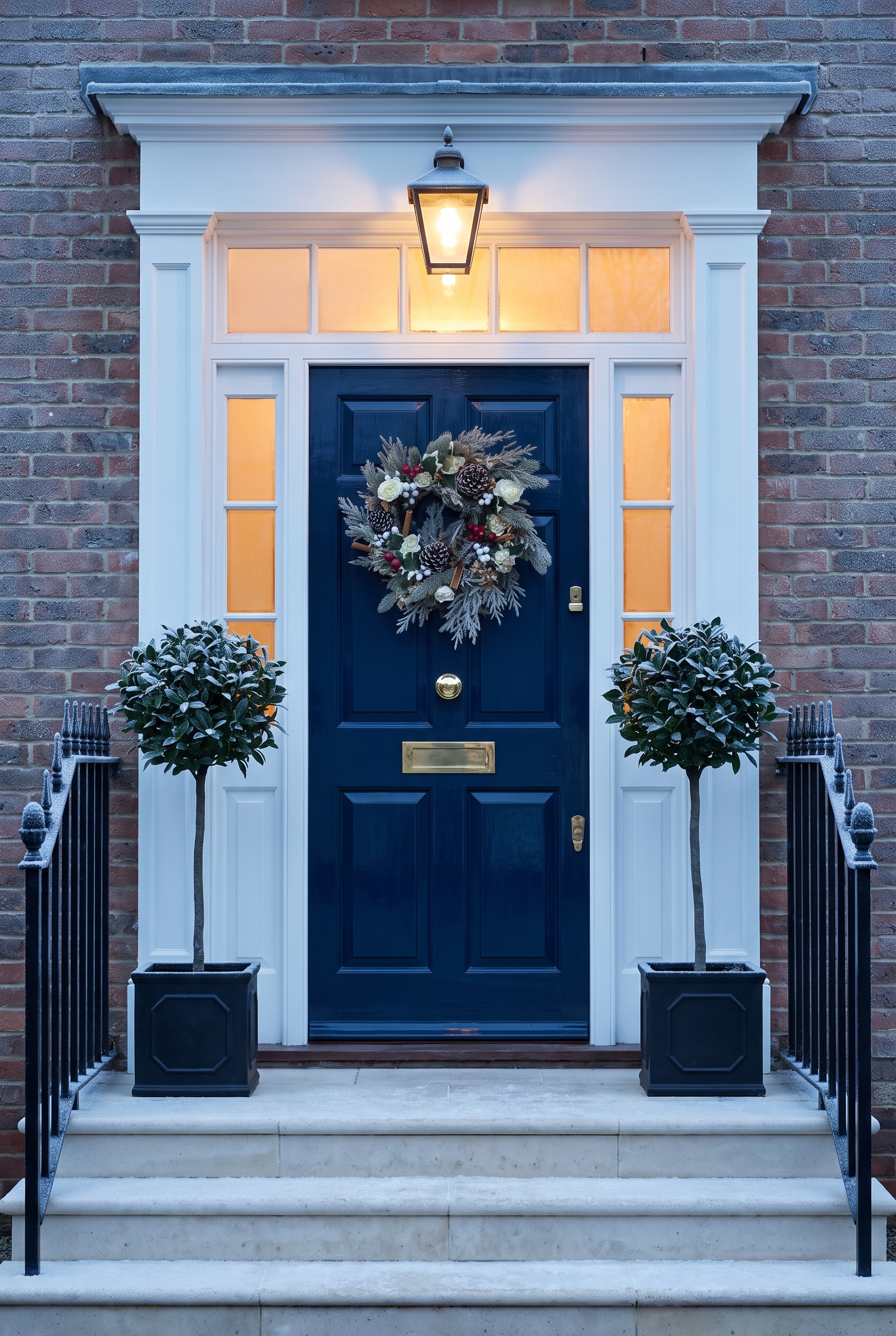 Festive Fir and Rose Charm on a front door