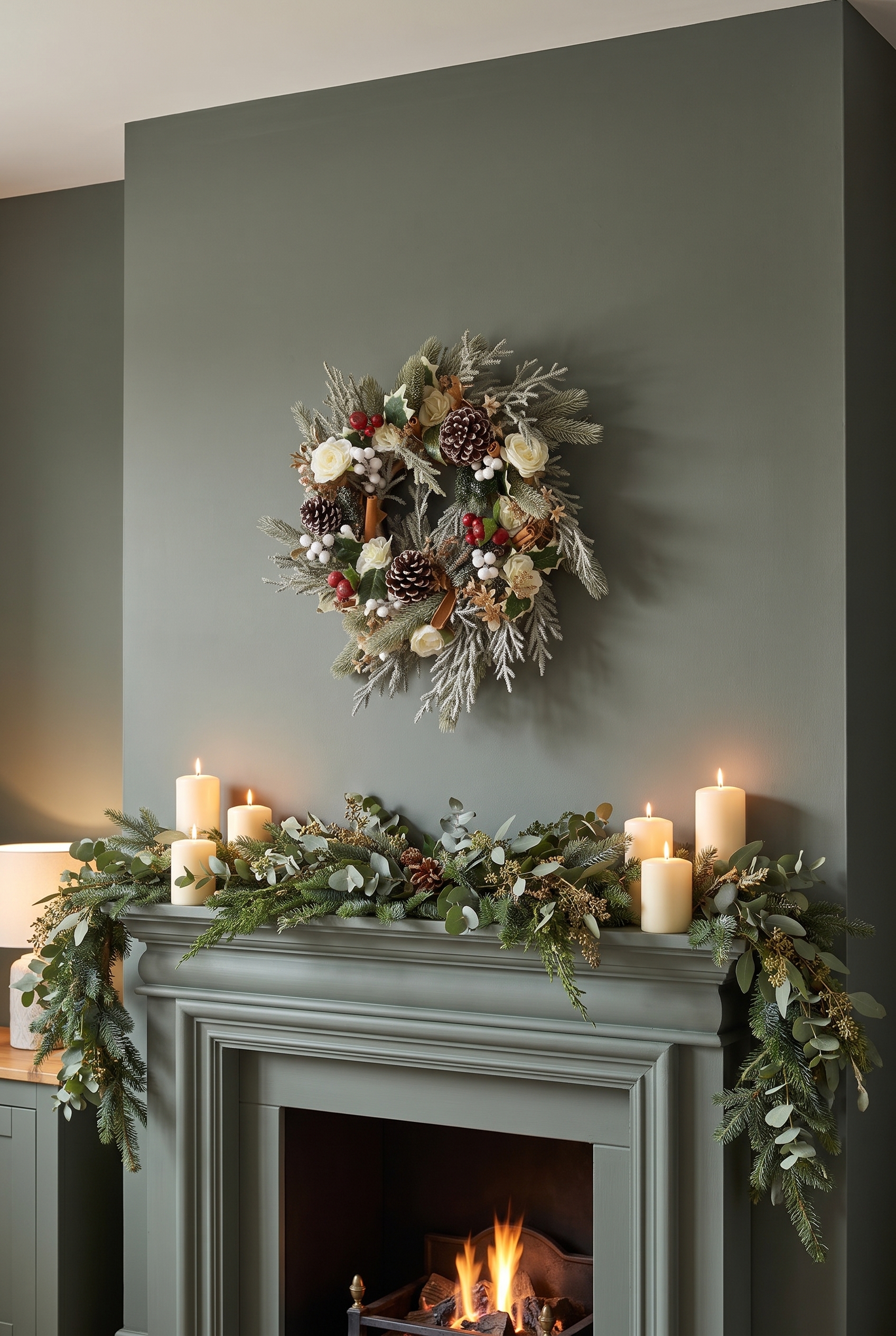 Festive Fir and Rose Charm indoors
