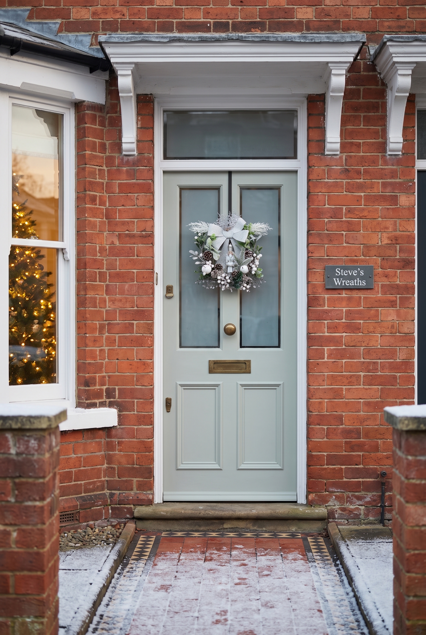 Silver Frosty Nutcracker Wreath on a front door
