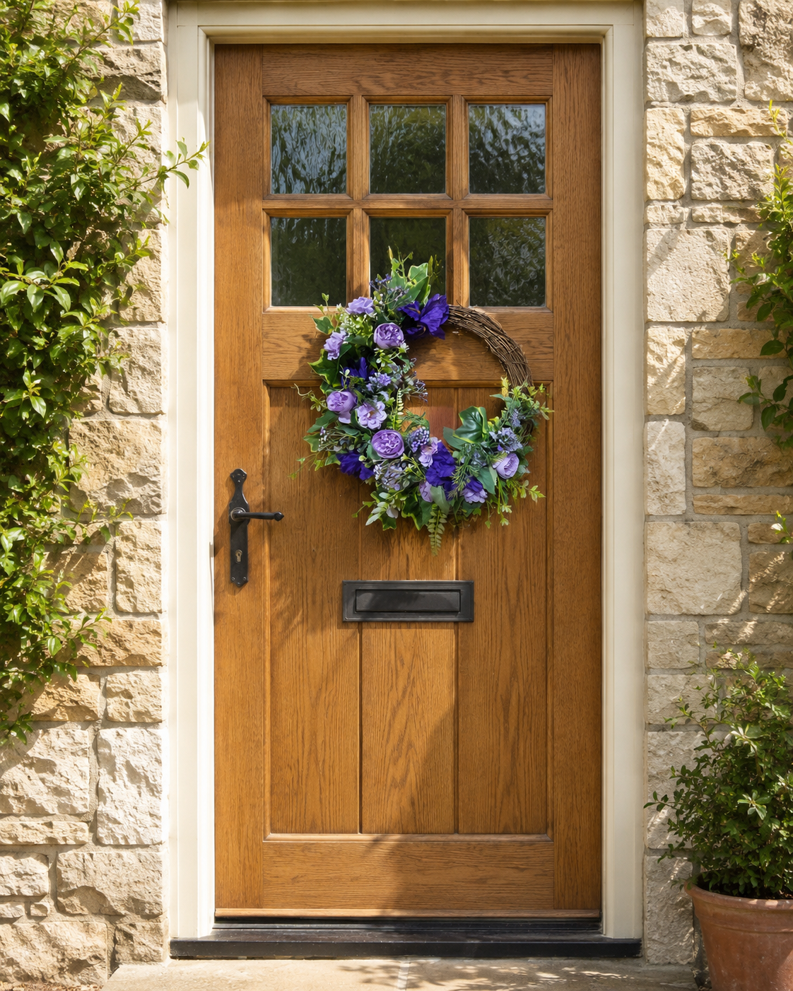 Lavender and Purple Crescent Wreath