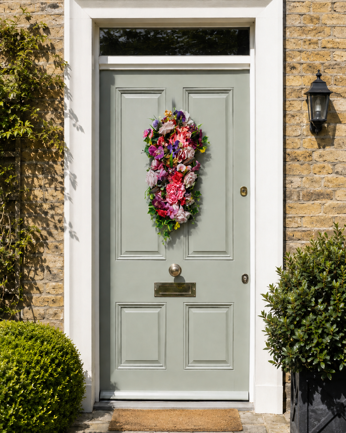 Pastel Pink Rose and Lavender Door Swag - Handcrafted by Steve's Wreath Decs