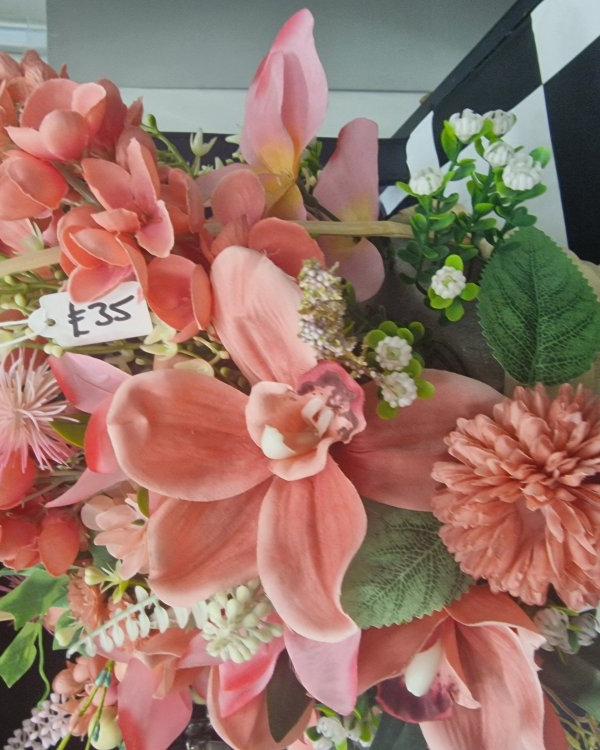 Coral Basket Bouquet