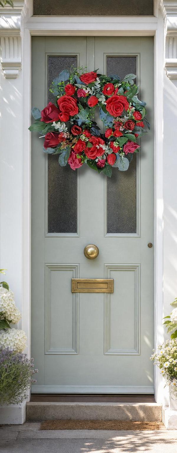 Crimson Rose and Eucalyptus Wreath