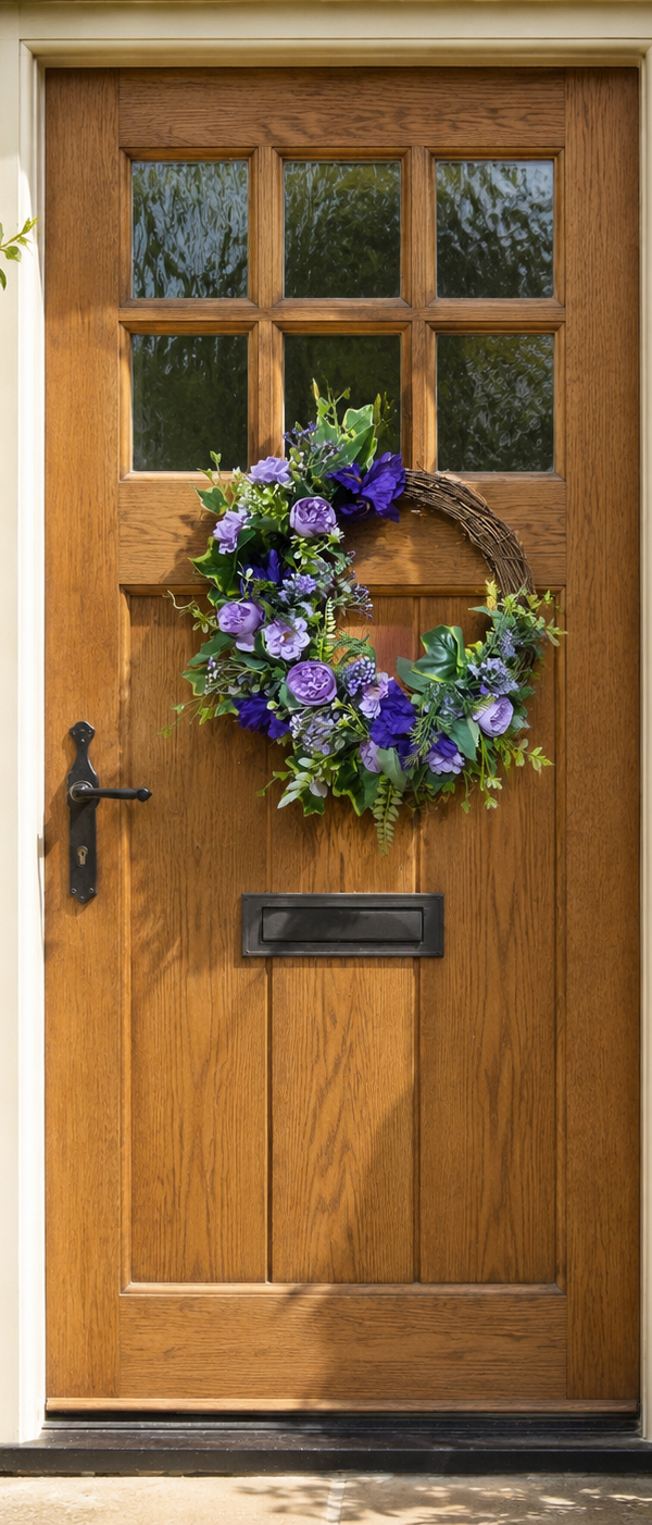 Lavender and Purple Crescent Wreath