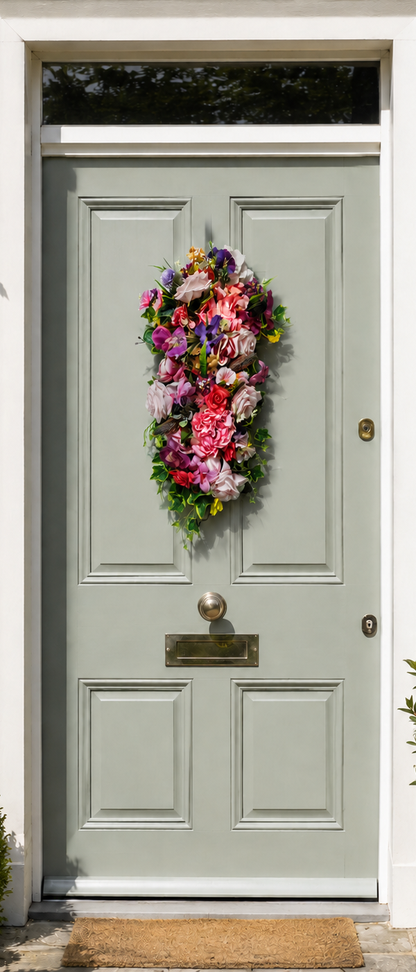 Pastel Pink Rose and Lavender Door Swag
